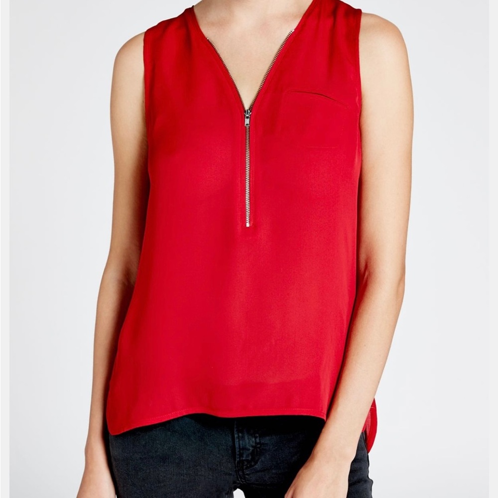 The Kooples Sport Sleeveless Silk Peach/Orange Blouse/Top/Shirt w/zipper sz Lg